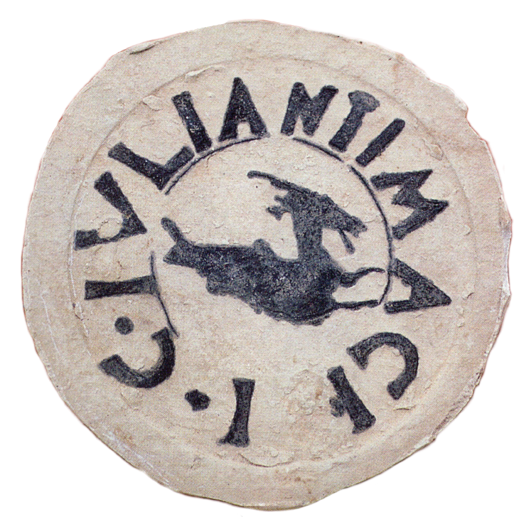 La presenza di questo bollo su un mattone della vasca permette di datare la costruzione della vasca stessa, o il suo rifacimento, durante il regno dell'imperatore Domiziano (81-96 d.C.).